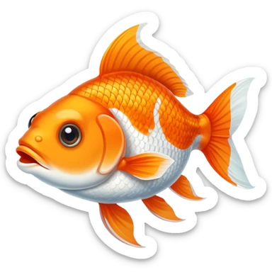 goldfish with crossed eyes and silly grin, orange and white fish sticker