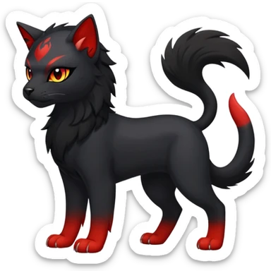 Litten-Houndour-Persian-Fakémon-hybrid-creature (full body)  sticker