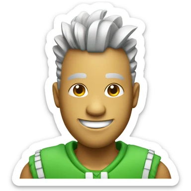 Green smiling 3d emoji with Mohawk and teeth sticker