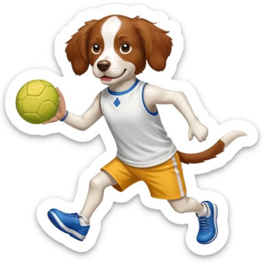 Brittany spaniel with pickkeball sticker