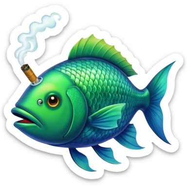 Fish smoking a huge blunt sticker