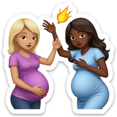 girl hitting pregnant mak sticker