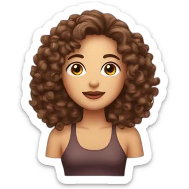 curly brunette hair empanada with long lashes  sticker