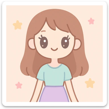 skinny girl with brown hair, pale skin, big lashes sticker