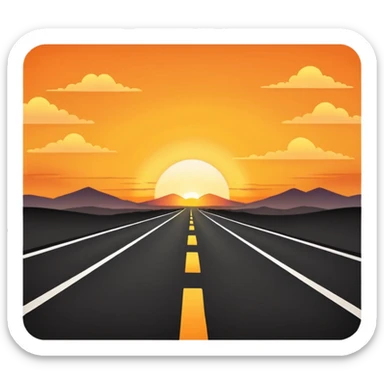 road with sunset sticker