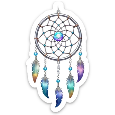 Iridescent nebula Dreamcatcher-suncatcher hanging from a thin thread sticker