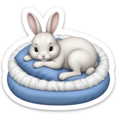 cartoon rabbit sleeping soundly in a bed sticker