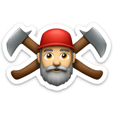 Lumberjack with beard, red shirt, and axe sticker