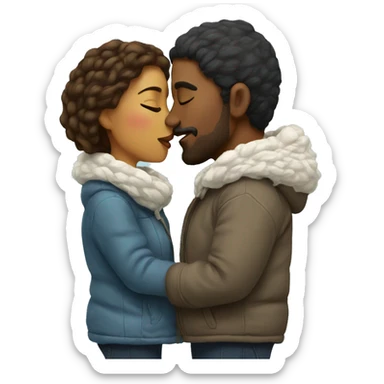 Winter couple kissing sticker