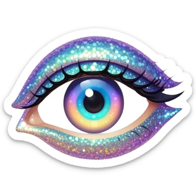 Iridescent big giant glistening glossy sparkly shiny glittery eyes sticker