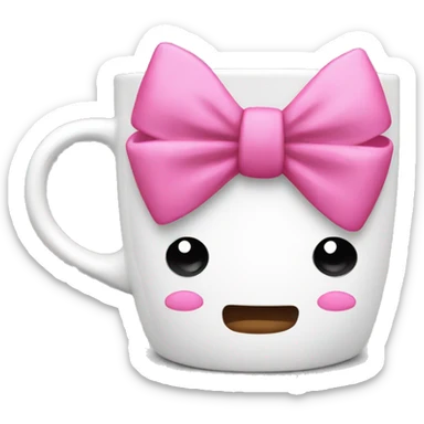 White mug with pink bow sticker