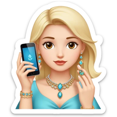 girl with phone and jewelry sticker