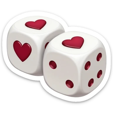 two dices in with burgundy red heart details sticker
