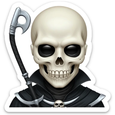 Silver skull death gothic With a scythe  sticker