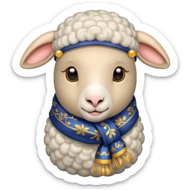 sheep with decorative scarf sticker