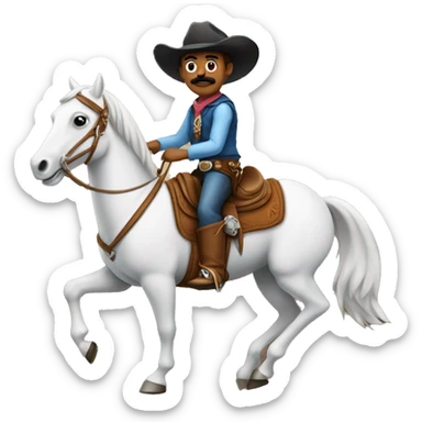 Cowboy with mustache riding horse sticker