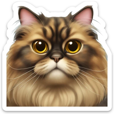 tortoiseshell persian cat staring at viewer sticker