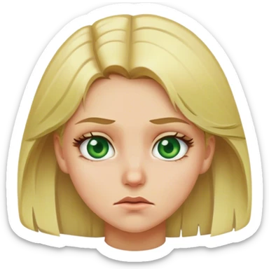 Blonde girl with green eyes disgusted sticker