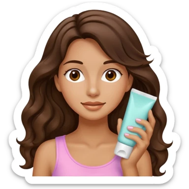 long wavy hair brunette tan exfoliating face skincare girly sticker