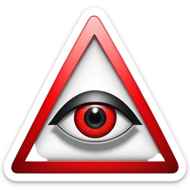 Illuminati triangle symbol with eye in center, black and red color scheme sticker