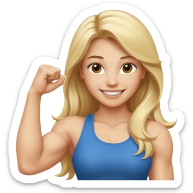 blonde long hair young women show biceps emoji sticker