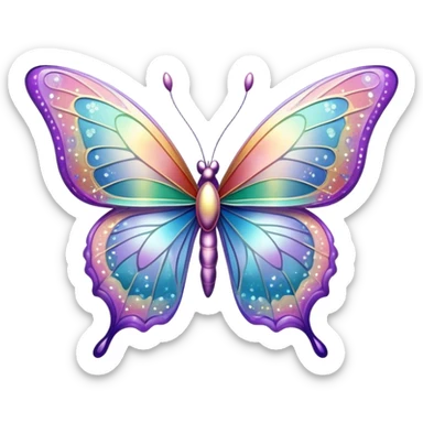 Pastel sparkly glittery iridescent rainbow transparent butterfly sticker