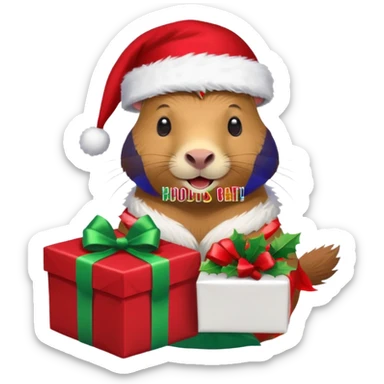 Capybara con gorrito de navidad con un montón de poses para paquete de sticker de WhatsApp que tengan un dialogo sticker