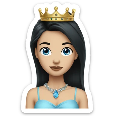 girl with black hair jewelry blue eyes and crown sticker