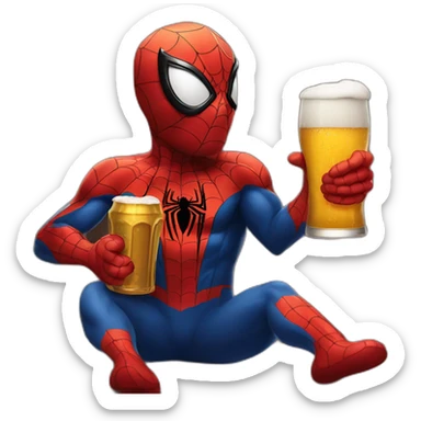 spiderman with a beer sticker