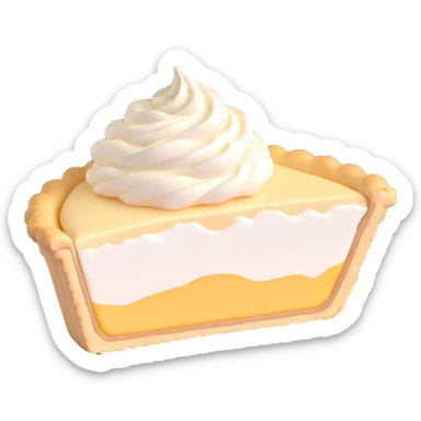 cream pie with a slice cut out, showing creamy filling sticker