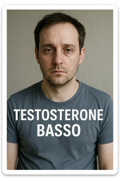 Uomo con testosterone basso  immagine realistica in 3D in italiano sticker