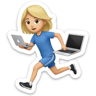cute olive running holding a laptop sticker