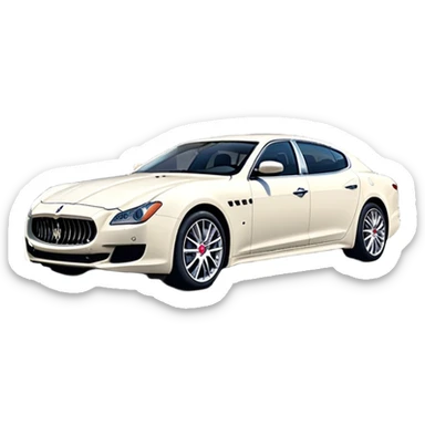 Maserati Quattroporte (2022) – cinematic-realistic Maserati Quattroporte emoji, its striking Italian design turning heads as it effortlessly maneuvers through the streets of Milan. The engine roars with Italian flair, echoing the car's racing heritage while enveloping the driver in an atmosphere of true luxury. sticker