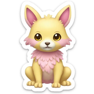 Cute cool beige yellow pink animal hybrid Fakemon full body sticker