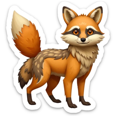 fantasy-tanuki-jackal-Coyote-marsupial-fursona-hybrid animal creature full body with intricate markings  sticker