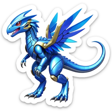 Shiny Futuristic Celestial Fakemon-Pokemon-Digimon-Spectrobes-Raptor-fusion, full body sticker