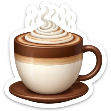 Cappuccino with frothy milk and a sprinkle of cocoa on top sticker