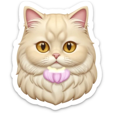 A 3D cartoon Persian cat with soft cream-white long fur, round face, golden eyes, gentle expression, cinematic Memoji-style lighting. sticker