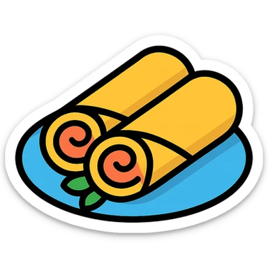 chicken rolls, appetizing, simple, icon style, no text sticker