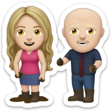 Victoria Coren-Mitchell and Phil Mitchell mud fight sticker