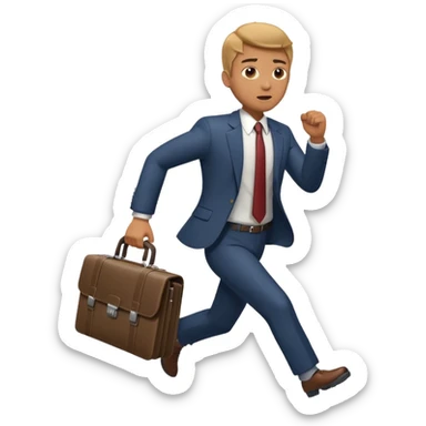 A man in a suit running with a briefcase sticker