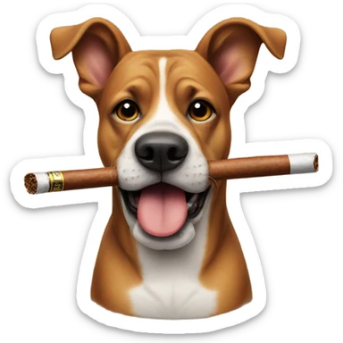 Dog with a cigar sticker