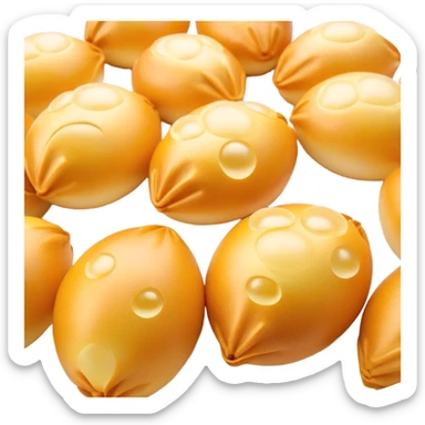 3D rendered authentic Hong Kong 鸡蛋仔 (egg puffs) being held in paper, traditional egg-shaped bubble pattern, vibrant golden color, hyper-realistic texture, glossy bubbles, detailed surface sticker