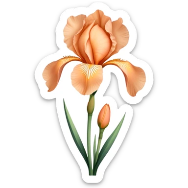 single Peach Iris, straight stem sticker
