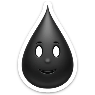 Minimal emoji, gothic teardrop sculpted from solid black metal, smooth reflective surface, heavy symbolic form, no glow, no neon, flat emoji style, centered, transparent background sticker