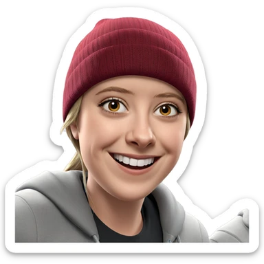 smiling girl in beanie portrait sticker