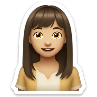 Filipino child girl young with short brown hair fringe slim lost on front tooth sticker