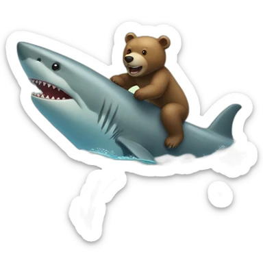 bear riding a shark sticker