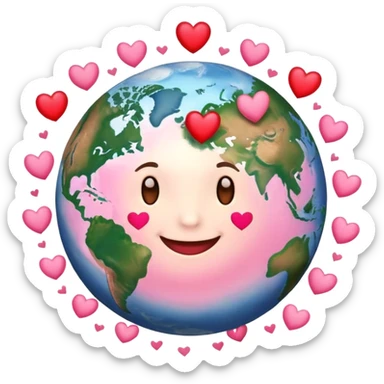 Earth with hearts around it like 🥰 sticker