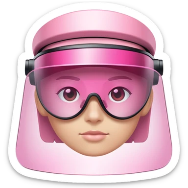 pink tinted shield visor glasses, frameless Y2K style, one continuous lens sticker